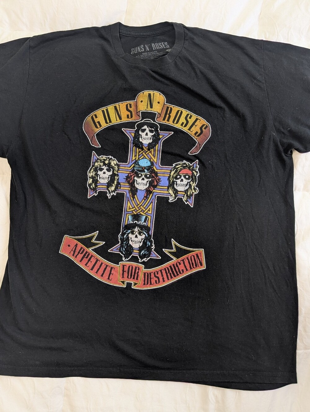 Vintage Guns N Roses Appetite For Destruction Tee T-shirt Cross Black XL